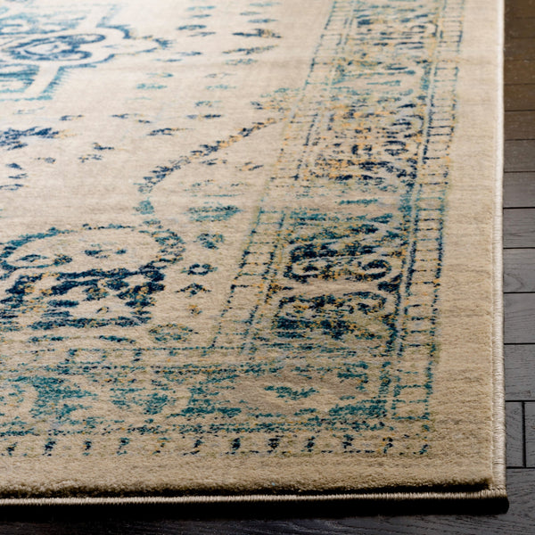 Safavieh Evoke 5'1" X 7'6" Beige Turquoise Area Rug - Timeless Elegance With Durable Craftsmanship For Your Home Beige ,Turquoise 66% Polypropylene 27% Jute 5% Polyester 2% Cotton Evk509f-5