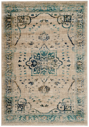 Safavieh Evoke 5'1" X 7'6" Beige Turquoise Area Rug - Timeless Elegance With Durable Craftsmanship For Your Home Beige ,Turquoise 66% Polypropylene 27% Jute 5% Polyester 2% Cotton Evk509f-5