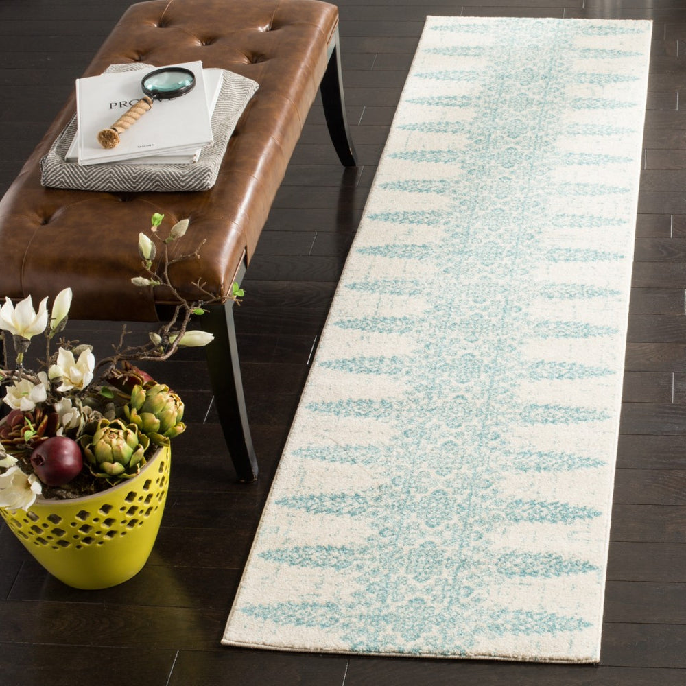 Safavieh Evoke 521 Power Loomed  Rug Ivory / Teal EVK521F-28