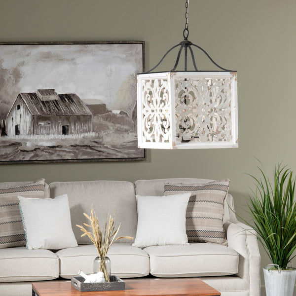 Mariah 29" Wood And Metal Pendant Light EVPDA076 Evolution by Crestview Collection