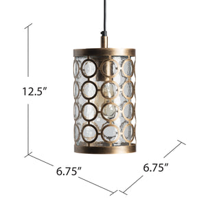 Rosalie Distressed Antique Brass And Glass Pendant EVPDN027 Evolution by Crestview Collection