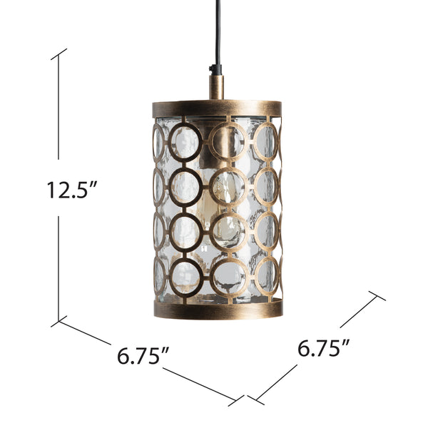 Rosalie Distressed Antique Brass And Glass Pendant EVPDN027 Evolution by Crestview Collection