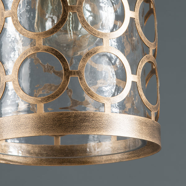 Rosalie Distressed Antique Brass And Glass Pendant EVPDN027 Evolution by Crestview Collection