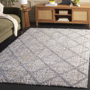 Safavieh Everett Plush Shag Area Rug Ivory & Grey — 1" Pile, Power-Loomed Turkey, Stain-Resistant, Modern Cozy 5'-3" x 7'-0" EVR800A-5