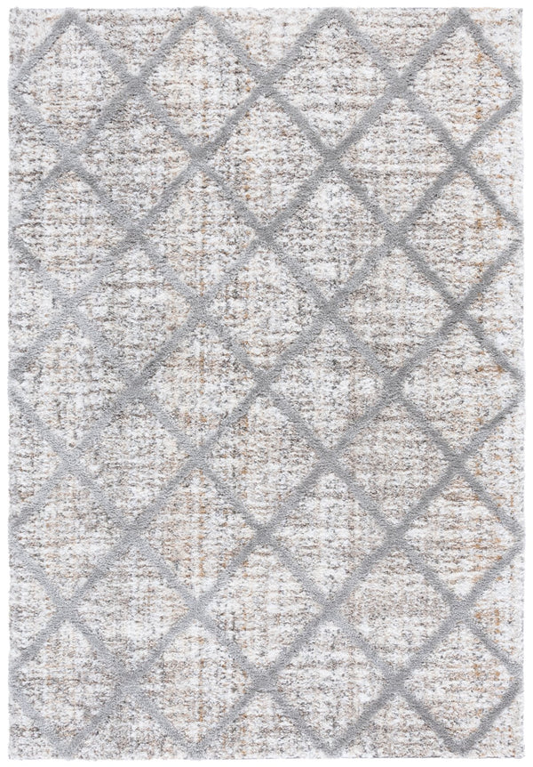 Safavieh Everett Contemporary Square Shag Rug In Ivory And Grey — Low-Profile Plush Texture, Durable Power-Loomed Quality 6'-7" x 6'-7" EVR800A-7SQ