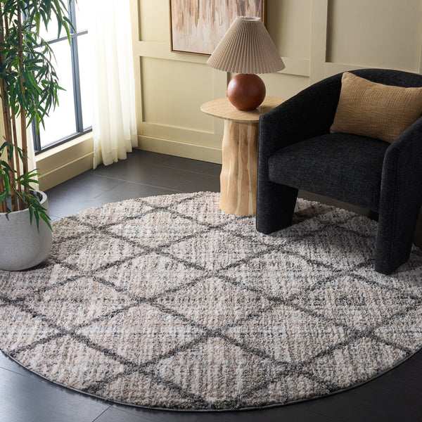 Safavieh Everett Contemporary Round Area Rug In Ivory & Grey, 1" Pile Power-Loomed Turkey For Durable Luxury 6'-7" x 6'-7" EVR800A-7R