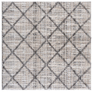 Safavieh Everett Contemporary Square Shag Rug In Ivory And Grey — Low-Profile Plush Texture, Durable Power-Loomed Quality 6'-7" x 6'-7" EVR800A-7SQ
