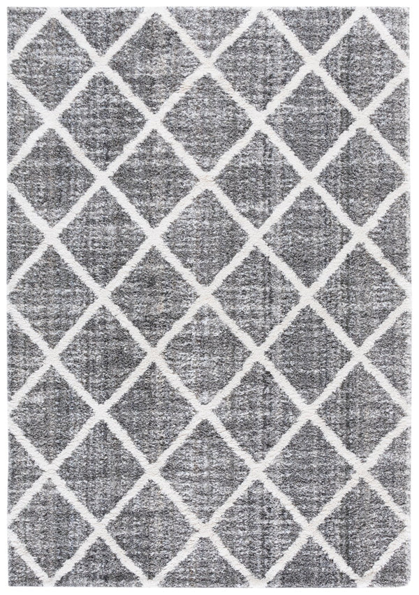 Safavieh Everett Plush Grey And Ivory Shag Rug, Low-Profile 1" Pile, Power-Loomed Turkish Durability For Cozy Modern Rooms 6'-7" x 6'-7" EVR800F-7SQ