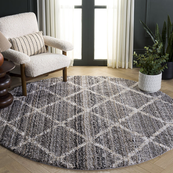 Safavieh Everett Plush Shag Rug Grey Ivory — Power-Loomed In Turkey, Stain-Resistant Polypropylene Comfort 9'-0" x 12'-0" EVR800F-9
