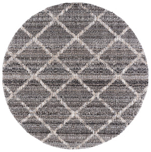Safavieh Everett Round Shag Area Rug In Grey And Ivory — Soft 1" Pile, Power-Loomed Turkish Craftsmanship 6'-7" x 6'-7" EVR800F-7R