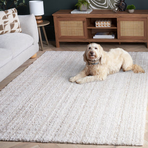 Safavieh Everett Plush Shag Square Rug In Ivory Beige – Scandinavian Minimalist Texture, Durable Power-Loomed Comfort 6'-7" x 6'-7" EVR802A-7SQ