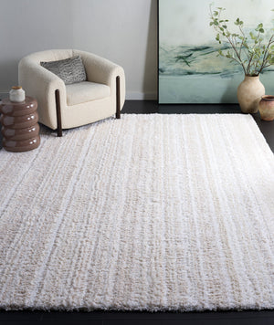 Safavieh Everett Plush Round Rug Ivory Beige — Low-Profile Shag, Durable Power-Loomed Comfort For Living Spaces 6'-7" x 6'-7" EVR802A-7R