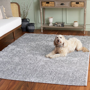 Safavieh Everett Plush Round Shag Rug In Neutral Grey — 1" Pile, Power-Loomed Turkey, Soft Cozy Centerpiece 6'-7" x 6'-7" EVR804F-7R