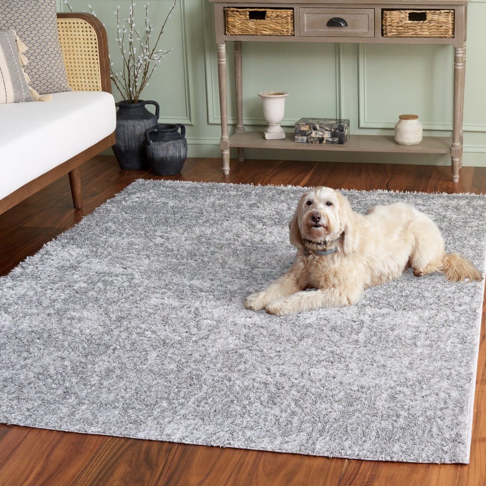 Safavieh Everett Plush Shag Area Rug Grey — Power-Loomed In Turkey, 1" Pile For Cushioned Comfort & Style 6'-7" x 6'-7" EVR804F-7SQ