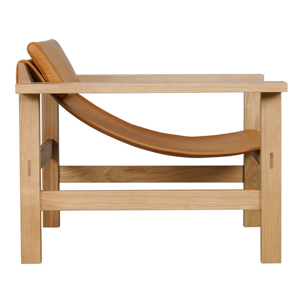 Moe's Home Annex Lounge Chair - Luxurious Italian Leather With Solid Ash Frame For Timeless Comfort & Style Brown Upholstery, Italian Top,Grain Leather,Fsc Certified Soild,Ash Wood Ew-1005-40