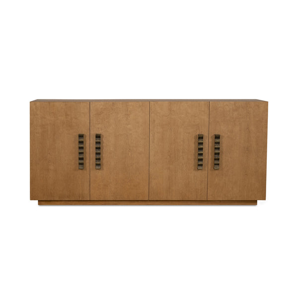 Moe's Home Cara Sideboard - Mid-century Modern Elegance With Sculptural Handles And Sustainable Birch Wood Design Natural Birch Wood Veneer Over Mdf,Solid Birch Wood Base Ew-1006-24