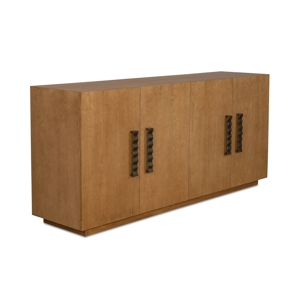 Moe's Home Cara Sideboard - Mid-century Modern Elegance With Sculptural Handles And Sustainable Birch Wood Design Natural Birch Wood Veneer Over Mdf,Solid Birch Wood Base Ew-1006-24