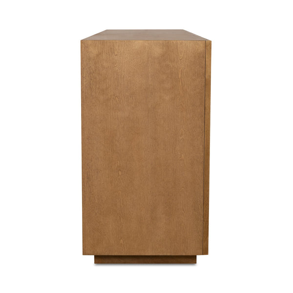 Moe's Home Cara Sideboard - Mid-century Modern Elegance With Sculptural Handles And Sustainable Birch Wood Design Natural Birch Wood Veneer Over Mdf,Solid Birch Wood Base Ew-1006-24