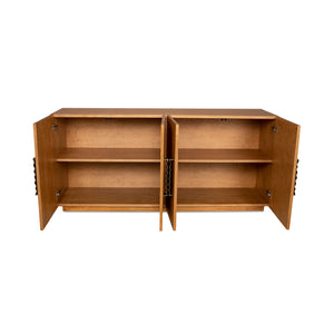 Moe's Home Cara Sideboard - Mid-century Modern Elegance With Sculptural Handles And Sustainable Birch Wood Design Natural Birch Wood Veneer Over Mdf,Solid Birch Wood Base Ew-1006-24