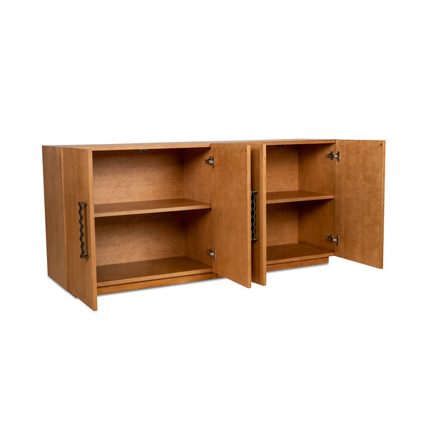 Moe's Home Cara Sideboard - Mid-century Modern Elegance With Sculptural Handles And Sustainable Birch Wood Design Natural Birch Wood Veneer Over Mdf,Solid Birch Wood Base Ew-1006-24