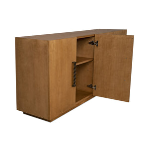 Moe's Home Cara Sideboard - Mid-century Modern Elegance With Sculptural Handles And Sustainable Birch Wood Design Natural Birch Wood Veneer Over Mdf,Solid Birch Wood Base Ew-1006-24