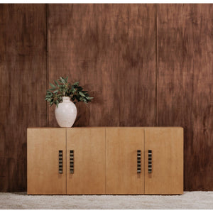 Moe's Home Cara Sideboard - Mid-century Modern Elegance With Sculptural Handles And Sustainable Birch Wood Design Natural Birch Wood Veneer Over Mdf,Solid Birch Wood Base Ew-1006-24