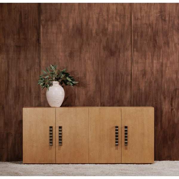Moe's Home Cara Sideboard - Mid-century Modern Elegance With Sculptural Handles And Sustainable Birch Wood Design Natural Birch Wood Veneer Over Mdf,Solid Birch Wood Base Ew-1006-24