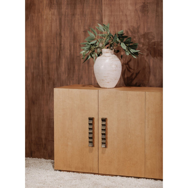 Moe's Home Cara Sideboard - Mid-century Modern Elegance With Sculptural Handles And Sustainable Birch Wood Design Natural Birch Wood Veneer Over Mdf,Solid Birch Wood Base Ew-1006-24