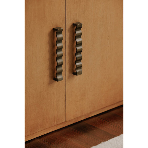 Moe's Home Cara Sideboard - Mid-century Modern Elegance With Sculptural Handles And Sustainable Birch Wood Design Natural Birch Wood Veneer Over Mdf,Solid Birch Wood Base Ew-1006-24