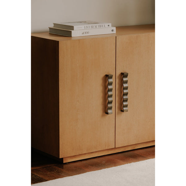 Moe's Home Cara Sideboard - Mid-century Modern Elegance With Sculptural Handles And Sustainable Birch Wood Design Natural Birch Wood Veneer Over Mdf,Solid Birch Wood Base Ew-1006-24