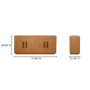 Moe's Home Cara Sideboard - Mid-century Modern Elegance With Sculptural Handles And Sustainable Birch Wood Design Natural Birch Wood Veneer Over Mdf,Solid Birch Wood Base Ew-1006-24