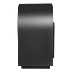 Moe's Home Salone Sideboard With Art Deco Reeded Glass Doors And Elegant Beech Wood Handles For Chic Homes Black Solid Beech Wood Door Handle And Base,Tempered Reed Glass On Doors Ew-1008-02