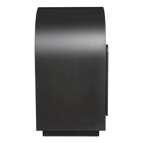 Moe's Home Salone Sideboard With Art Deco Reeded Glass Doors And Elegant Beech Wood Handles For Chic Homes Black Solid Beech Wood Door Handle And Base,Tempered Reed Glass On Doors Ew-1008-02