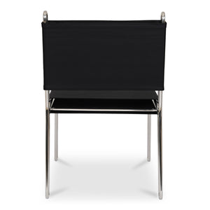 Moe's Home Petra Leather Accent Chair - Contemporary Design With Top-grade Leather And Polished Steel Frame Black Top Grain Leather,Polished Stainless Steel Frame Ew-1010-02