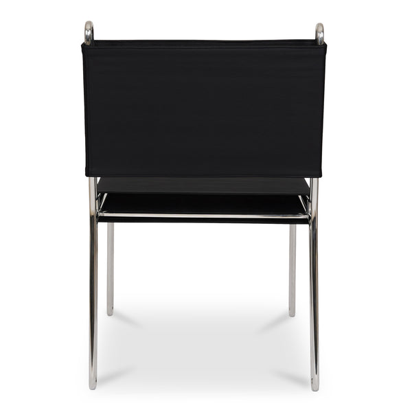 Moe's Home Petra Leather Accent Chair - Contemporary Design With Top-grade Leather And Polished Steel Frame Black Top Grain Leather,Polished Stainless Steel Frame Ew-1010-02