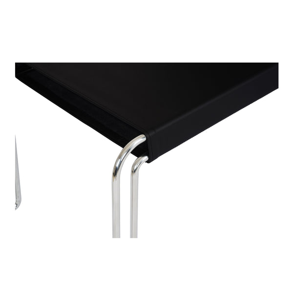 Moe's Home Petra Leather Accent Chair - Contemporary Design With Top-grade Leather And Polished Steel Frame Black Top Grain Leather,Polished Stainless Steel Frame Ew-1010-02