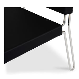 Moe's Home Petra Leather Accent Chair - Contemporary Design With Top-grade Leather And Polished Steel Frame Black Top Grain Leather,Polished Stainless Steel Frame Ew-1010-02