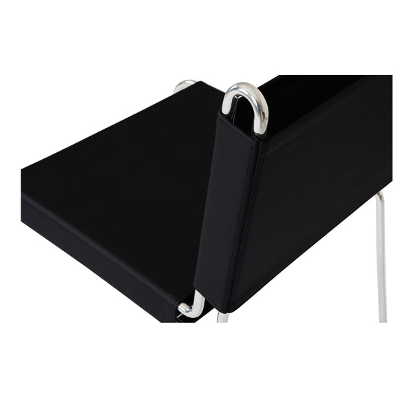 Moe's Home Petra Leather Accent Chair - Contemporary Design With Top-grade Leather And Polished Steel Frame Black Top Grain Leather,Polished Stainless Steel Frame Ew-1010-02