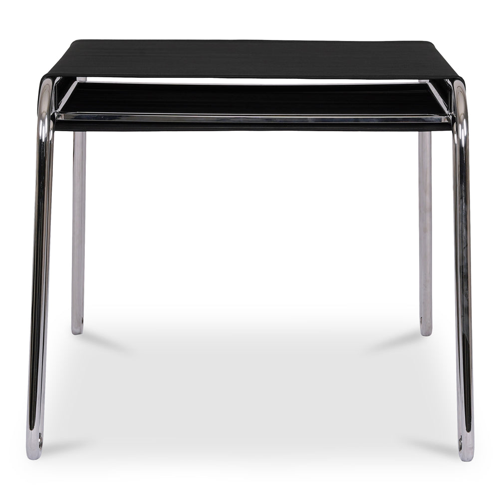 Moe's Home Petra Leather Stool: Contemporary Design With Top-grade Upholstery And Sturdy Polished Frame Black Top Grain Leather,Polished Stainless Steel Frame Ew-1011-02