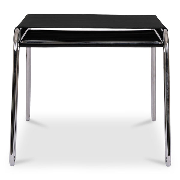 Moe's Home Petra Leather Stool: Contemporary Design With Top-grade Upholstery And Sturdy Polished Frame Black Top Grain Leather,Polished Stainless Steel Frame Ew-1011-02