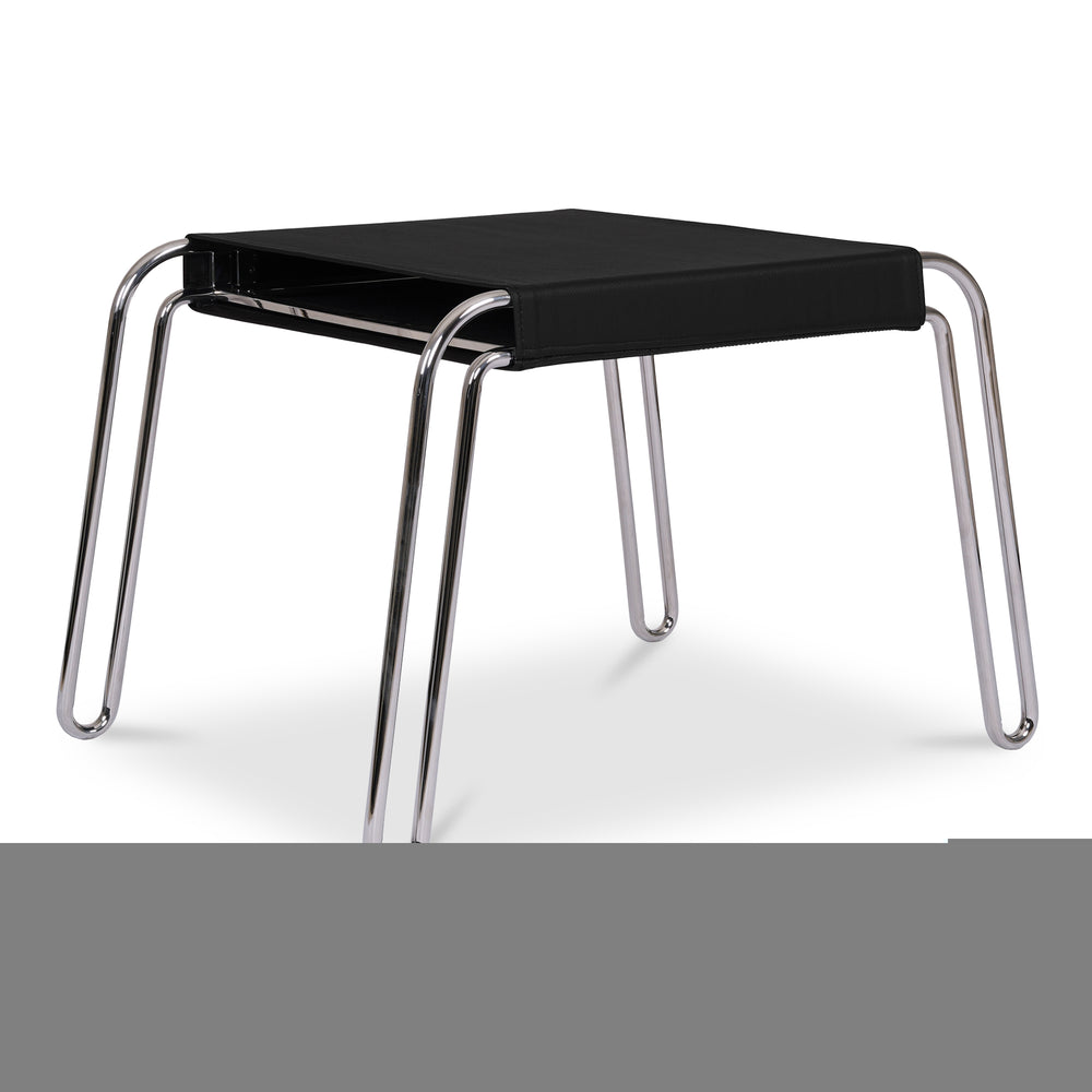 Moe's Home Petra Leather Stool: Contemporary Design With Top-grade Upholstery And Sturdy Polished Frame Black Top Grain Leather,Polished Stainless Steel Frame Ew-1011-02