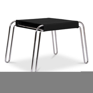 Moe's Home Petra Leather Stool: Contemporary Design With Top-grade Upholstery And Sturdy Polished Frame Black Top Grain Leather,Polished Stainless Steel Frame Ew-1011-02