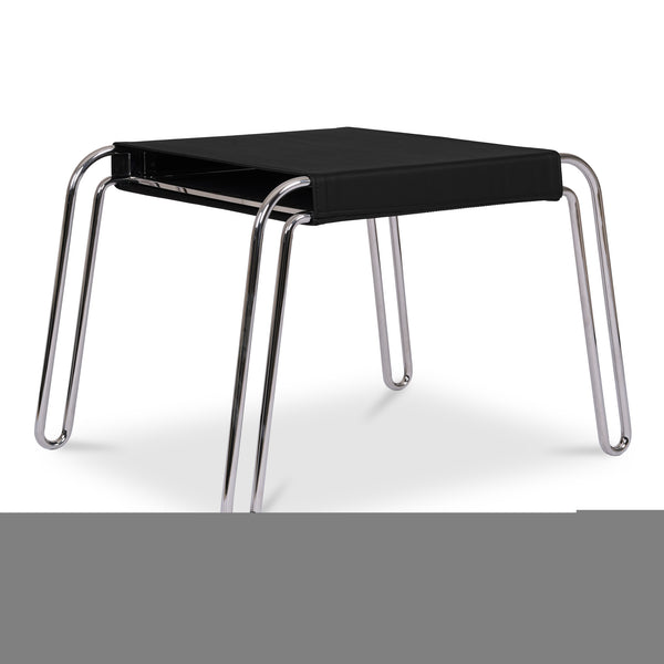 Moe's Home Petra Leather Stool: Contemporary Design With Top-grade Upholstery And Sturdy Polished Frame Black Top Grain Leather,Polished Stainless Steel Frame Ew-1011-02