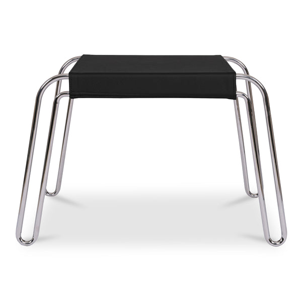 Moe's Home Petra Leather Stool: Contemporary Design With Top-grade Upholstery And Sturdy Polished Frame Black Top Grain Leather,Polished Stainless Steel Frame Ew-1011-02
