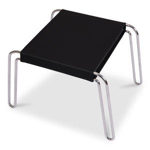 Moe's Home Petra Leather Stool: Contemporary Design With Top-grade Upholstery And Sturdy Polished Frame Black Top Grain Leather,Polished Stainless Steel Frame Ew-1011-02