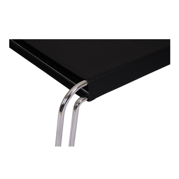 Moe's Home Petra Leather Stool: Contemporary Design With Top-grade Upholstery And Sturdy Polished Frame Black Top Grain Leather,Polished Stainless Steel Frame Ew-1011-02