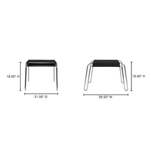 Moe's Home Petra Leather Stool: Contemporary Design With Top-grade Upholstery And Sturdy Polished Frame Black Top Grain Leather,Polished Stainless Steel Frame Ew-1011-02