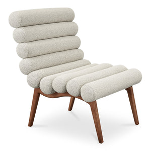 Moe's Home Arlo Accent Chair - Playful 70s-inspired Design With Textured Boucle Fabric And Mid-century Legs Brown Upholstery, 100% Polyester,Ash Wood Legs Ew-1013-14