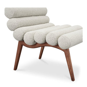 Moe's Home Arlo Accent Chair - Playful 70s-inspired Design With Textured Boucle Fabric And Mid-century Legs Brown Upholstery, 100% Polyester,Ash Wood Legs Ew-1013-14