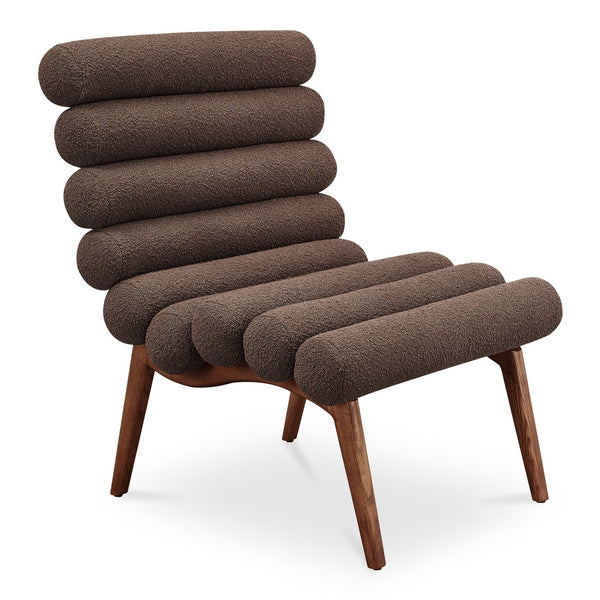 Moe's Home Arlo Accent Chair - Playful 70s-inspired Design With Textured Boucle Fabric And Mid-century Legs Brown Upholstery, 100% Polyester,Ash Wood Legs Ew-1013-20